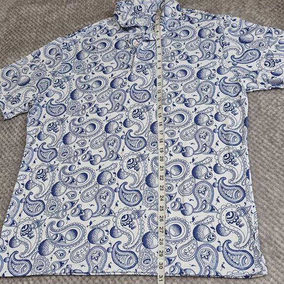 TailorByrd Golf Ball Polo XL Blue Paisley Flamingo Graphic Performance Shirt - Picture 4 of 7